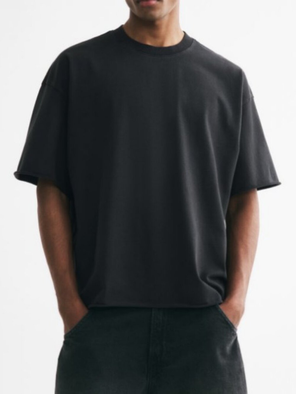 Uniqlo AIRism cotton oversized half sleeve t-shirt black unisex size XS